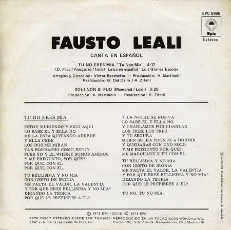 Leali, Fausto - Tu no eres mia .jpg