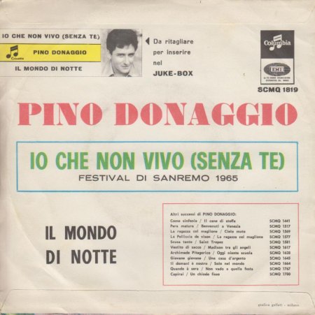 PINO DONAGGIO - Io che non vivo - CV RS -.jpg