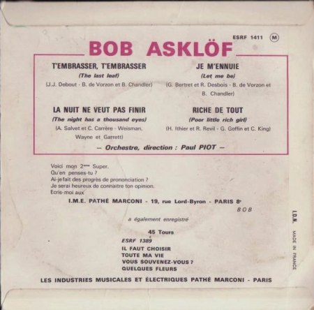 Asklöf, Bob - T'embrasser t'embrasser EP.jpg