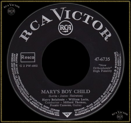 HARRY BELAFONTE - MARY'S BOY CHILD (D SINGLE)_IC#002.jpg
