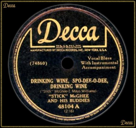 STICK MC GHEE &amp; HIS BUDDIES - DRINKING WINE SPO-DEE-O-DEE DRINKING WINE (DECCA)_IC#002.jpg