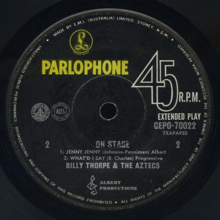 Billy Thorper &amp; The Aztecs - On Stage [EP] - Label 2.jpg