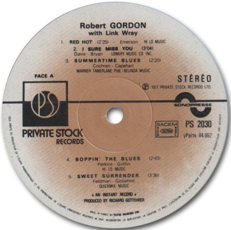 Gordon, Robert with Link Wray - LP Private Stock (3) .JPG