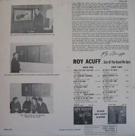 Acuff, Roy - Star of the Grand Ole Opry - Hickory 113 - 1 (2).JPG