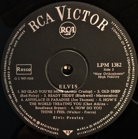 ELVIS PRESLEY RCA VICTOR LP LPM-1382