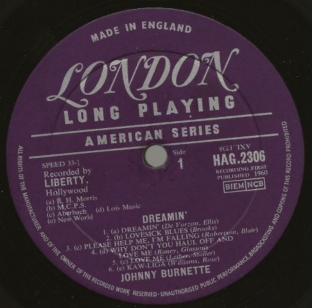 JOHNNY BURNETTE - LP's