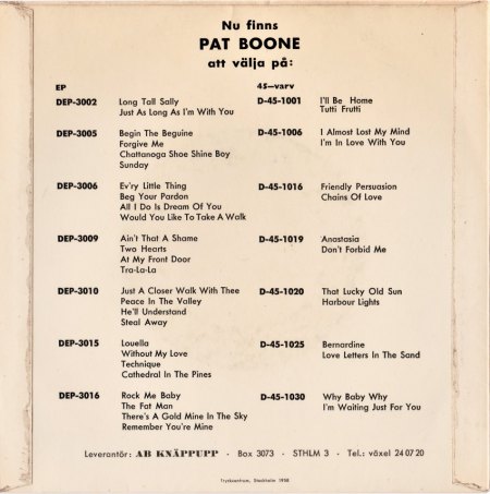 PAT BOONE - seine EPs