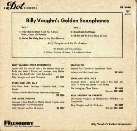 Billy Vaughn die deutschen EPs auf London