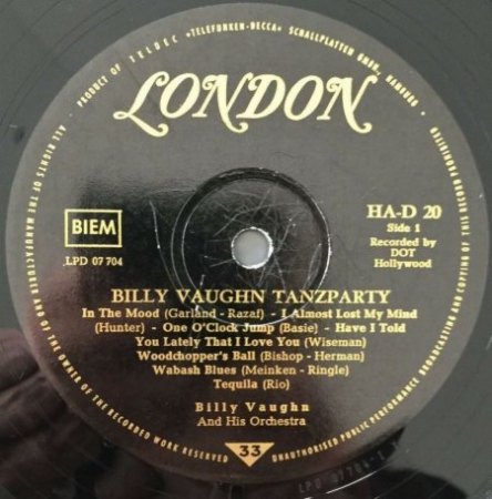 Billy Vaughn - deutsche LP's auf London