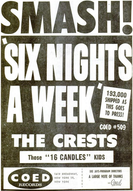 Crests - Coed records - 1959-03-30.png