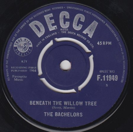 F.11949 -B- THE BACHELORS - Beneath the willow tree.jpg