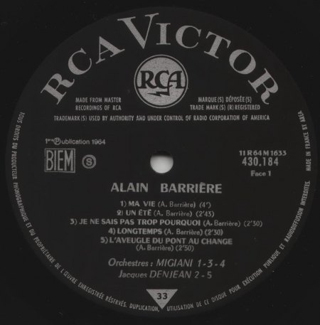 Alain Barriere ALAIN BARRIERE · www.rocknroll-schallplatten-forum.de
