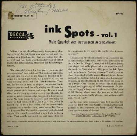 Ink Spots - Ink Spots - Vol. 1 (Decca EP) ba_Bildgröße ändern.jpg
