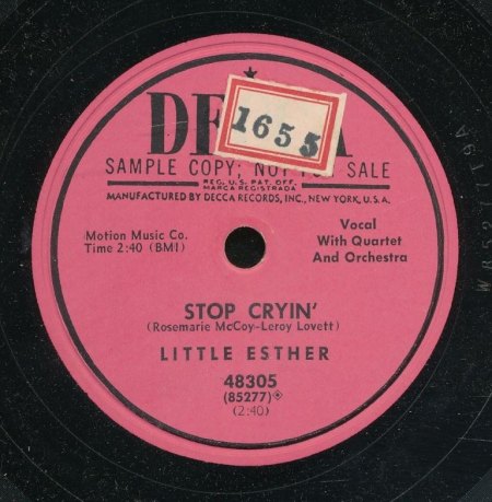 LITTLE ESTHER - Stop Cryin' -B-.JPG