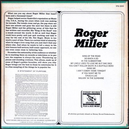Roger Miller - Archive Of Folk &amp; Jazz Music - LP Everest FS 299 Rear_Bildgröße ändern.JPG