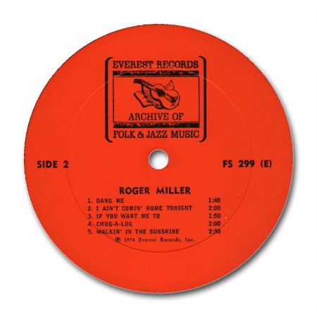 Roger Miller - Archive Of Folk &amp; Jazz Music - LP Everest FS 299 LabelB.JPG