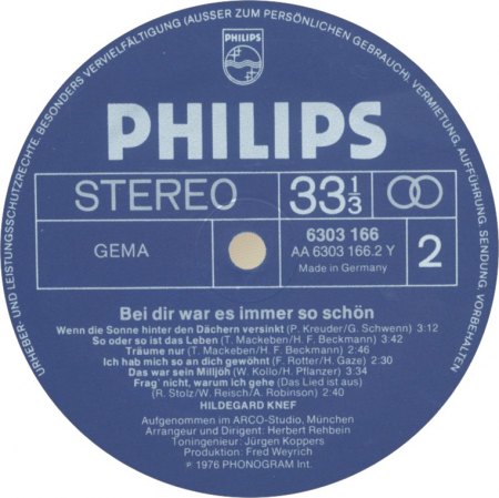 6 303 166 - LP - Herbert Rehbein &amp; Hildegard Knef - Bei dir war es immer so schön - Philips - GER - Label B.jpg