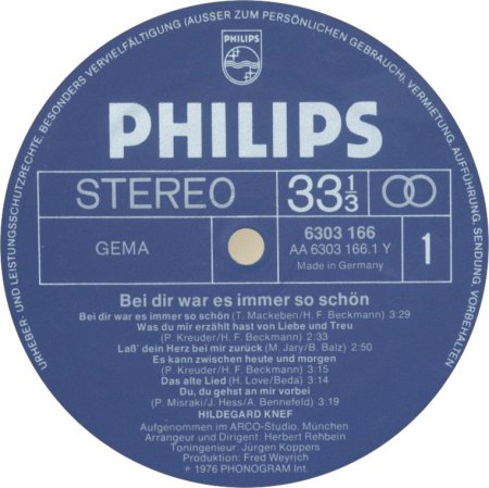 6 303 166 - LP - Herbert Rehbein &amp; Hildegard Knef - Bei dir war es immer so schön - Philips - GER - Label A.jpg