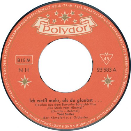 0 023 583 - SI - Bert Kaempfert &amp; Toni Sailer - Ich weiß mehr - Ich gehe singend - Polydor - GER - Label A.jpg