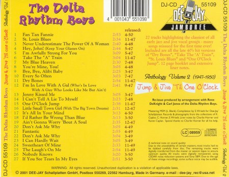Bb 55109 Delta Rhythm Boys - Jump &amp; Jive Til One O'Clock Vol.2-back.JPG
