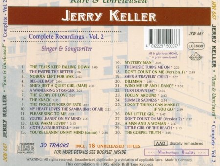 Jerry Keller - Vol. 2 - Rare &amp; Unreleased - Back.jpg