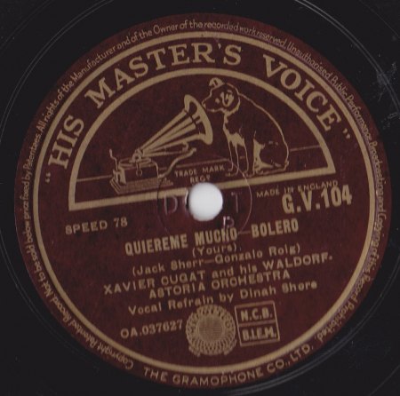 Cugat, Xavier with Dinah Shore - Quiereme mucho.jpg