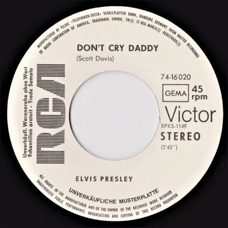 Don´t Cry Daddy in Weissmuster, o2, Nl. Fanclub