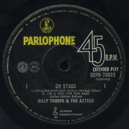 Billy Thorper &amp; The Aztecs - On Stage [EP] - Label 1.jpg