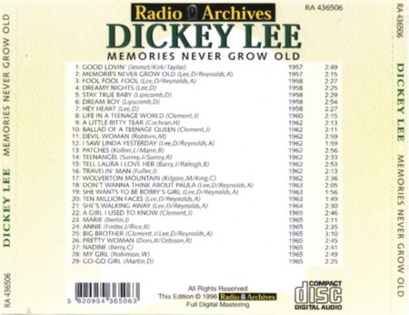 Dickey Lee - Memories Never Grow Old - Back.jpg