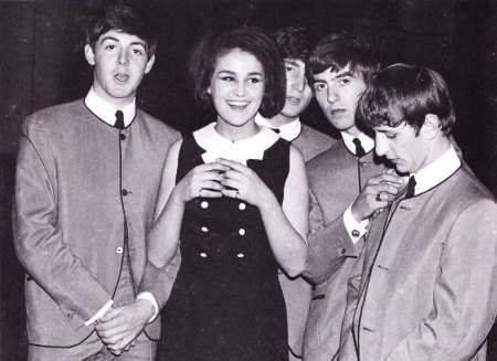 The Beatles pose with Louise Cordet.jpg