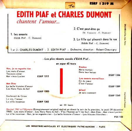 EDITH PIAF &amp; C HARLES DUMONT-EP - CV RS -.jpg
