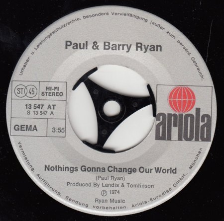 PAUL &amp; BARRY RYAN - Nothing's gonna change our world -A-.jpg