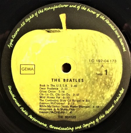 BEATLES - White Album Deutsche Apple Varianten