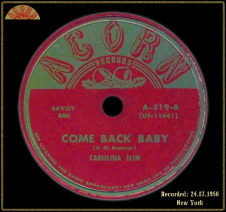 CAROLINA JIM - COME BACK BABY