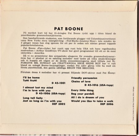 PAT BOONE - seine EPs