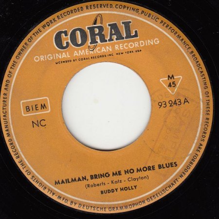 Buddy Holly - Buddy's deutsche Coral-Singles