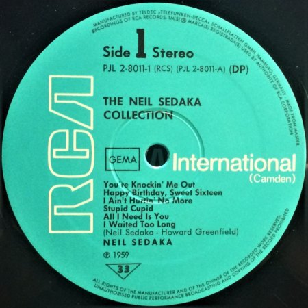 NEIL SEDAKA - Die deutschen Veröffentlichungen
