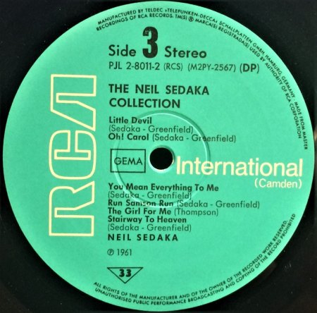 NEIL SEDAKA - Die deutschen Veröffentlichungen