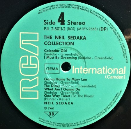NEIL SEDAKA - Die deutschen Veröffentlichungen
