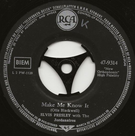 47-7777     It's Now Or Never  - A Mess Of Blues