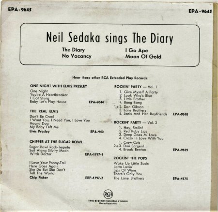 NEIL SEDAKA - Die deutschen Veröffentlichungen