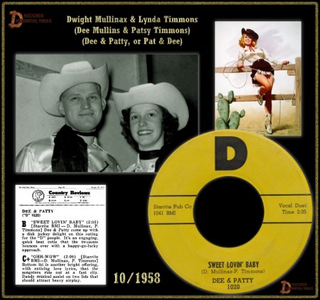 DEE & PATTY (DEE MULLINS & PATSY TIMMONS) - SWEET LOVIN' BABY