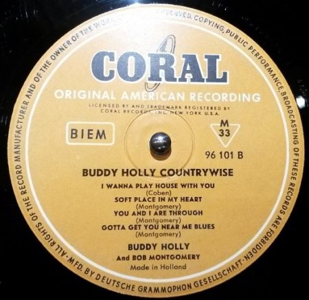10" LP Countrywise Coral LPC 96 101 von Buddy Holly