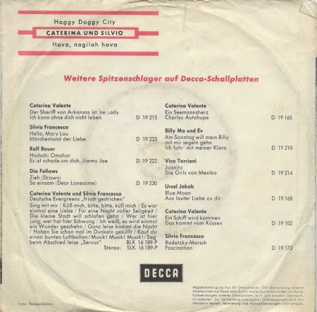 CATERINA VALENTE - dtsch. Decca Singles