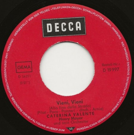 CATERINA VALENTE - dtsch. Decca Singles