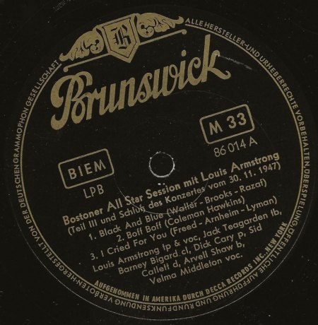 LOUIS ARMSTRONG auf Brunswick/Decca
