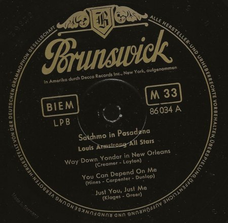 LOUIS ARMSTRONG auf Brunswick/Decca