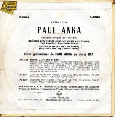 PAUL ANKA - seine Singles
