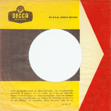 Decca Sleeve 1963 Niederlande