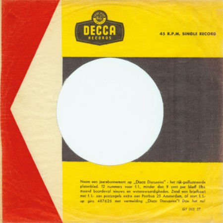 Decca Sleeve 1963 Niederlande (Rückseite)